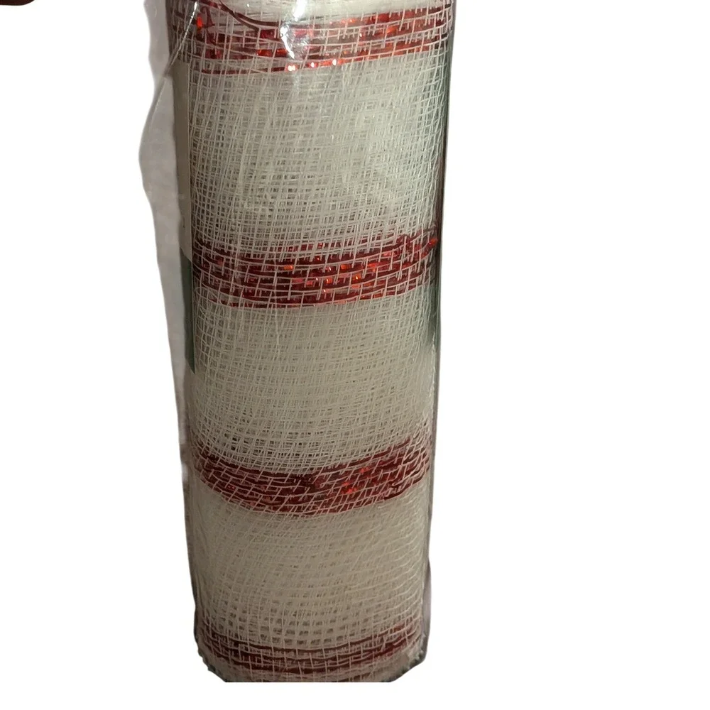 Crafter's Square Decorative Mesh Red White Striped‎ 6in x 5yd Christmas Ribbon